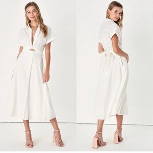 Lulu's Chic White Midi Dress